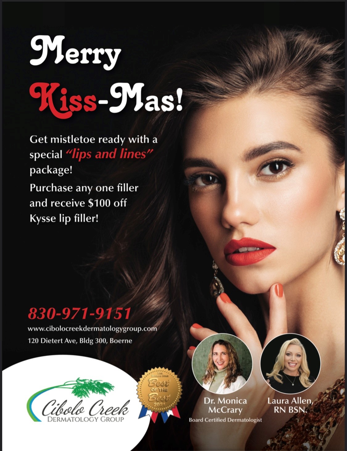 Holiday Specials: Purchase any filler for lips and lines and get $100 Kysse lip filler