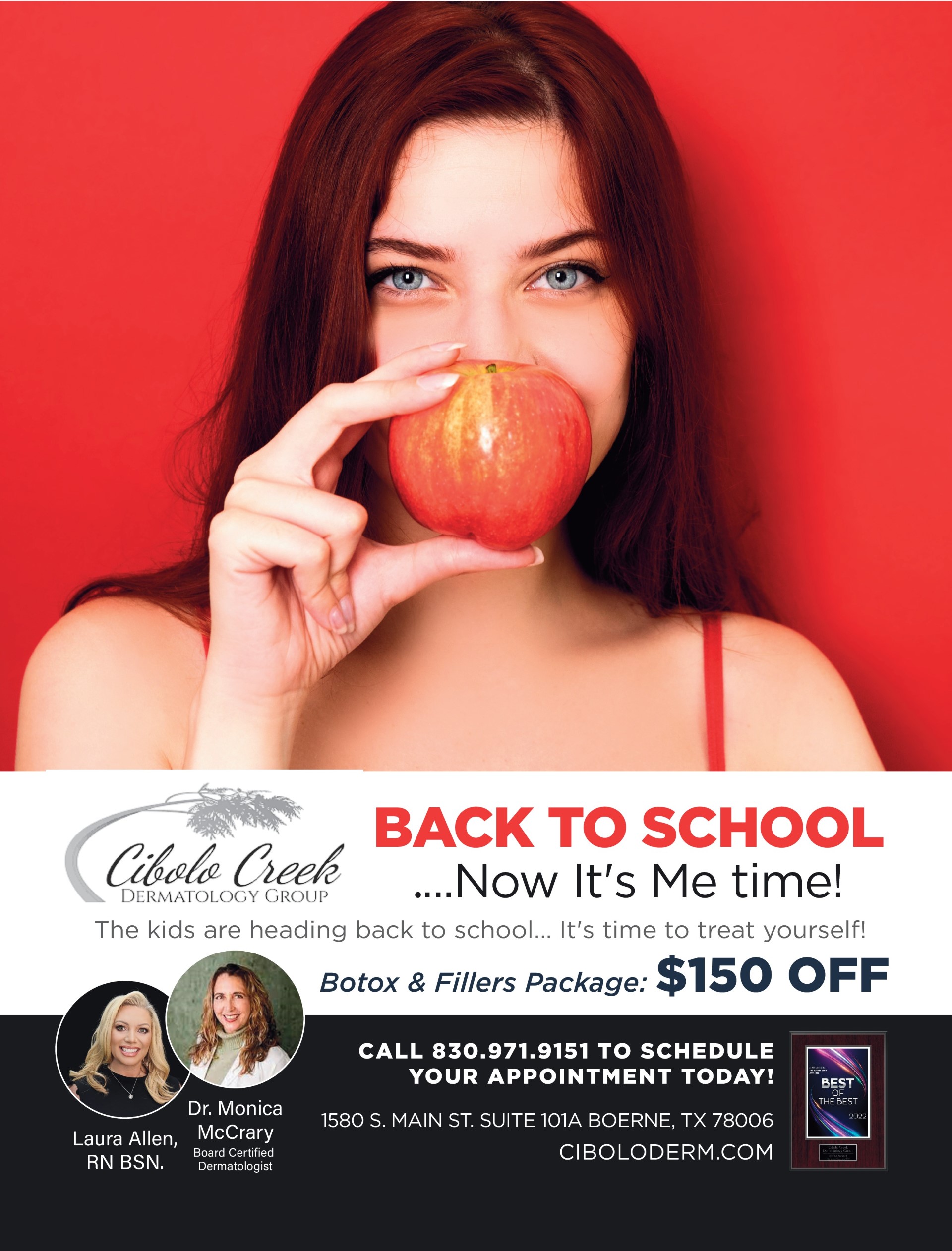 Cibolo Creek Dermatology August 2023 Specials - $150 off Botox and Fillers