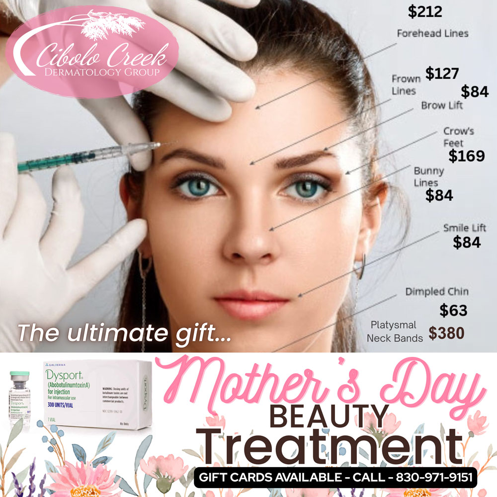 An advertisement for Mother's Day facial services at Dermatolgist office